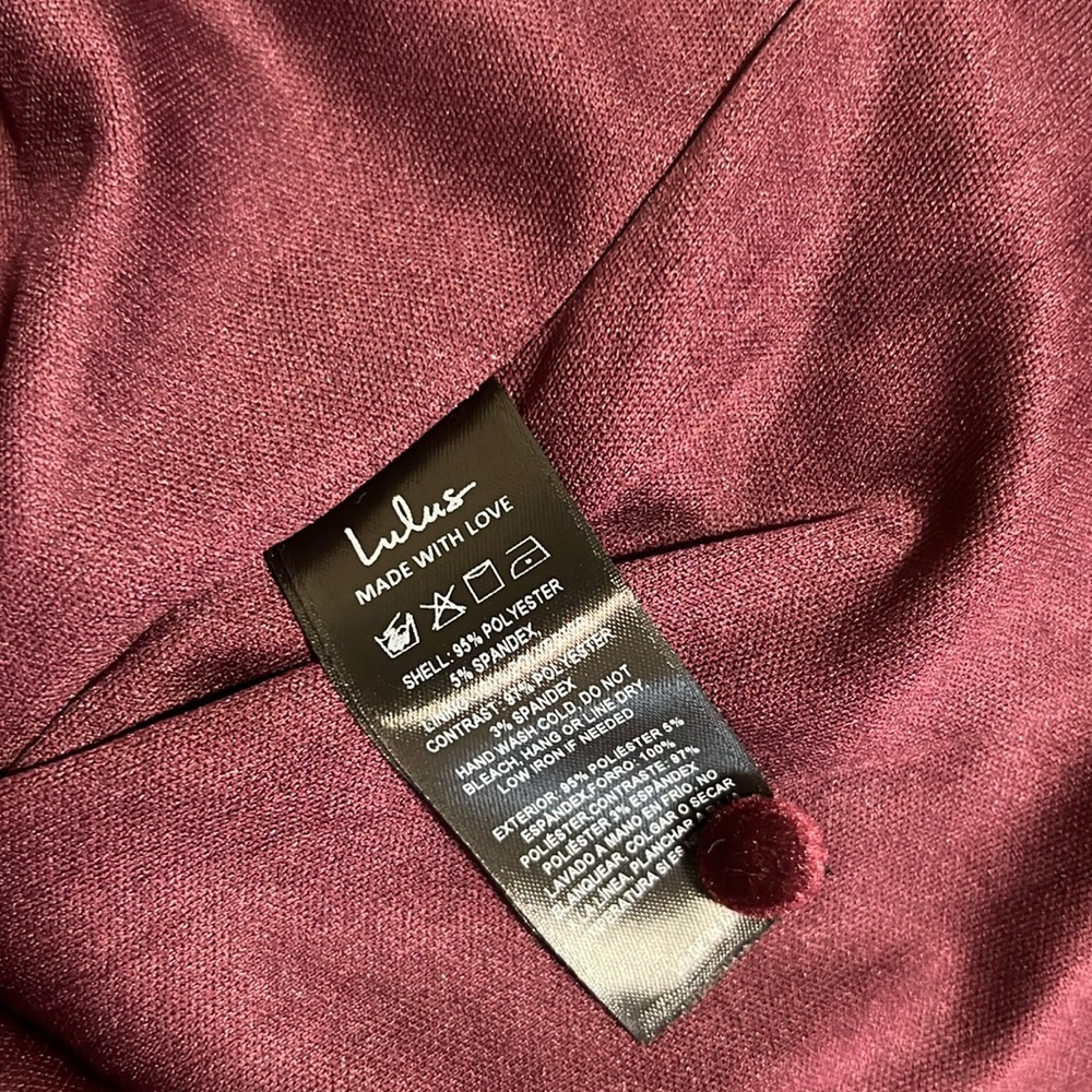 Lulus Florentina burgundy velvet backless bow midi dress women size L new - Picture 13 of 14